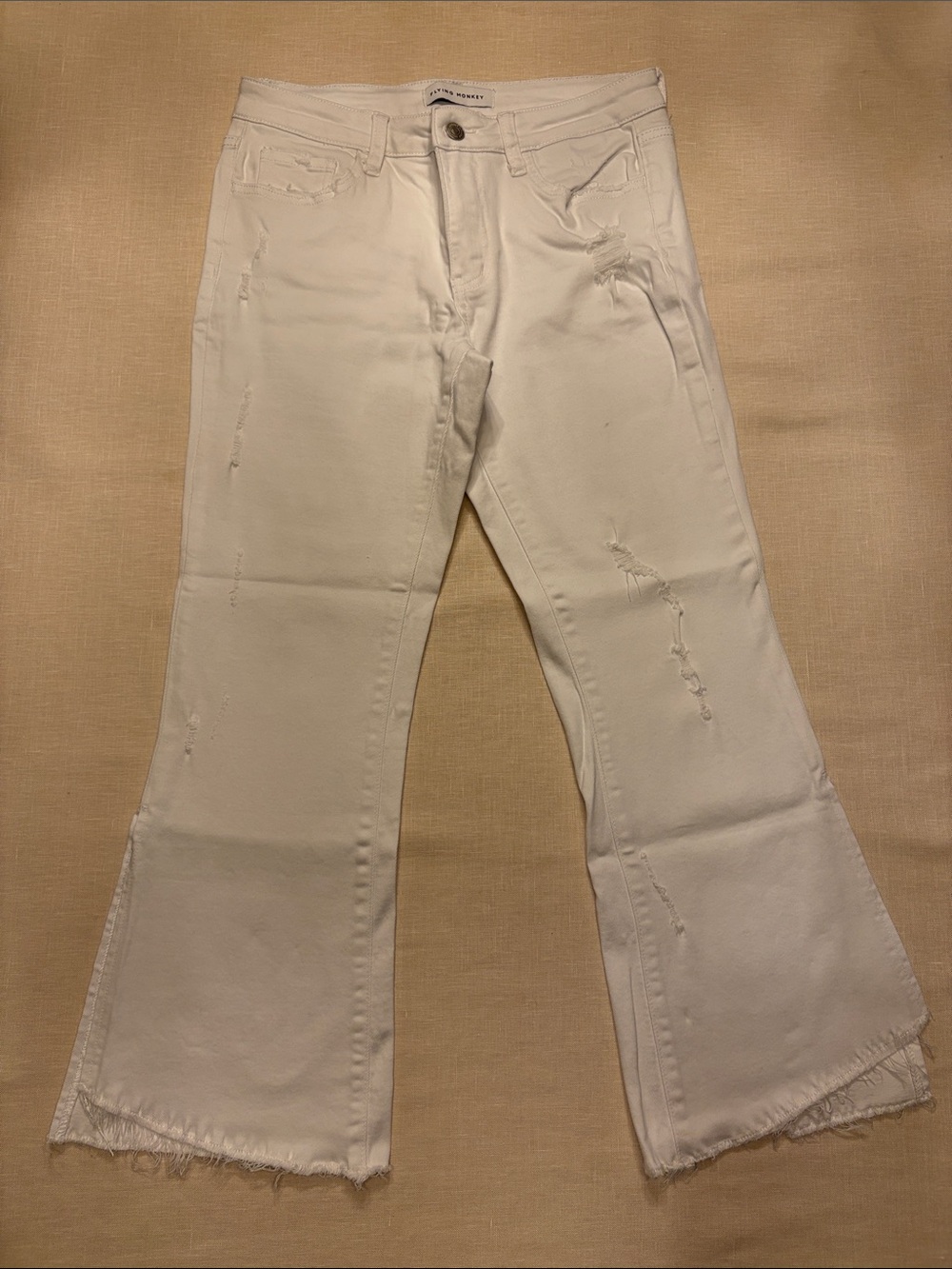 Flying Monkey White Distressed Flare Jeans
